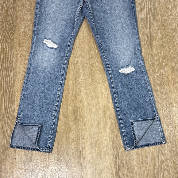 Good American Good Boy Boyfriend Ripped Straight Leg Slit Hem High Rise Jeans 10 - Picture 9 of 13